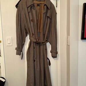 VGUC Vintage Trussardi Houndstooth Trench Coat EU 46/US Size 14/16